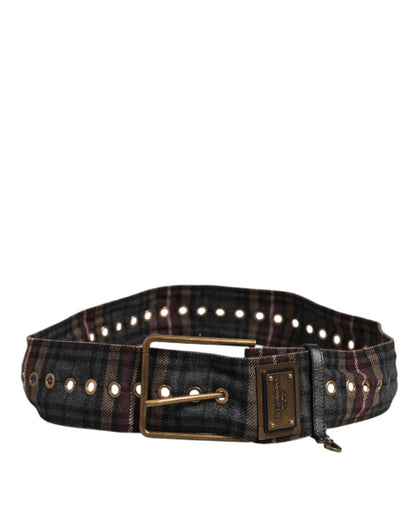 Dolce & Gabbana Plaid Fabric Logo Plate Brass Buckle Belt – 90 cm / 36 Inches par Dolce & Gabbana | Disponible sur Sandy Store ByNet