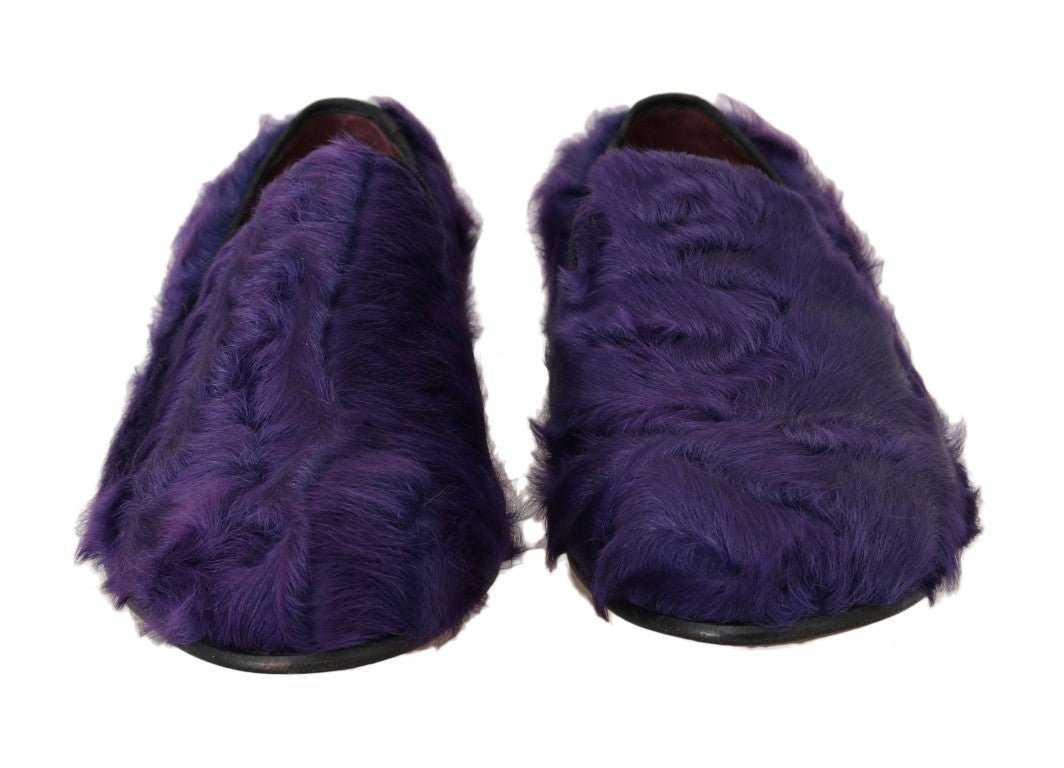 Dolce & Gabbana Plush Purple Sheep Fur Loafers - Sandy Store ByNet
