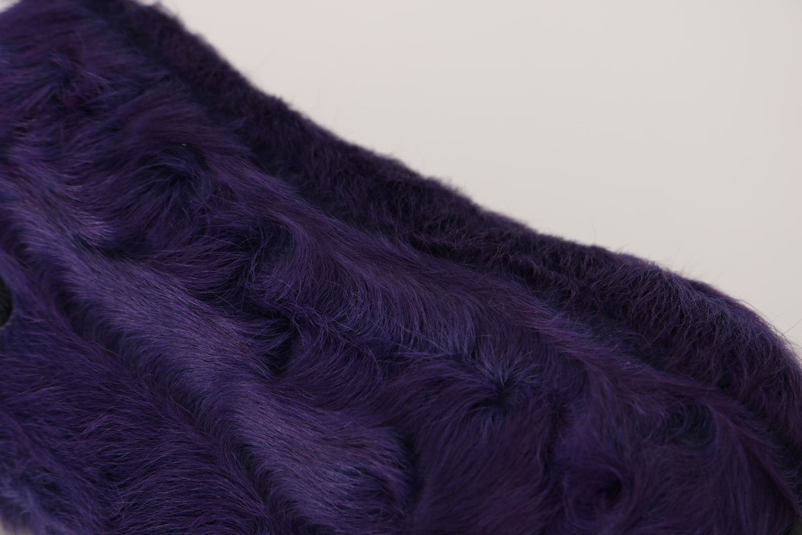 Dolce & Gabbana Plush Purple Sheep Fur Loafers - Sandy Store ByNet