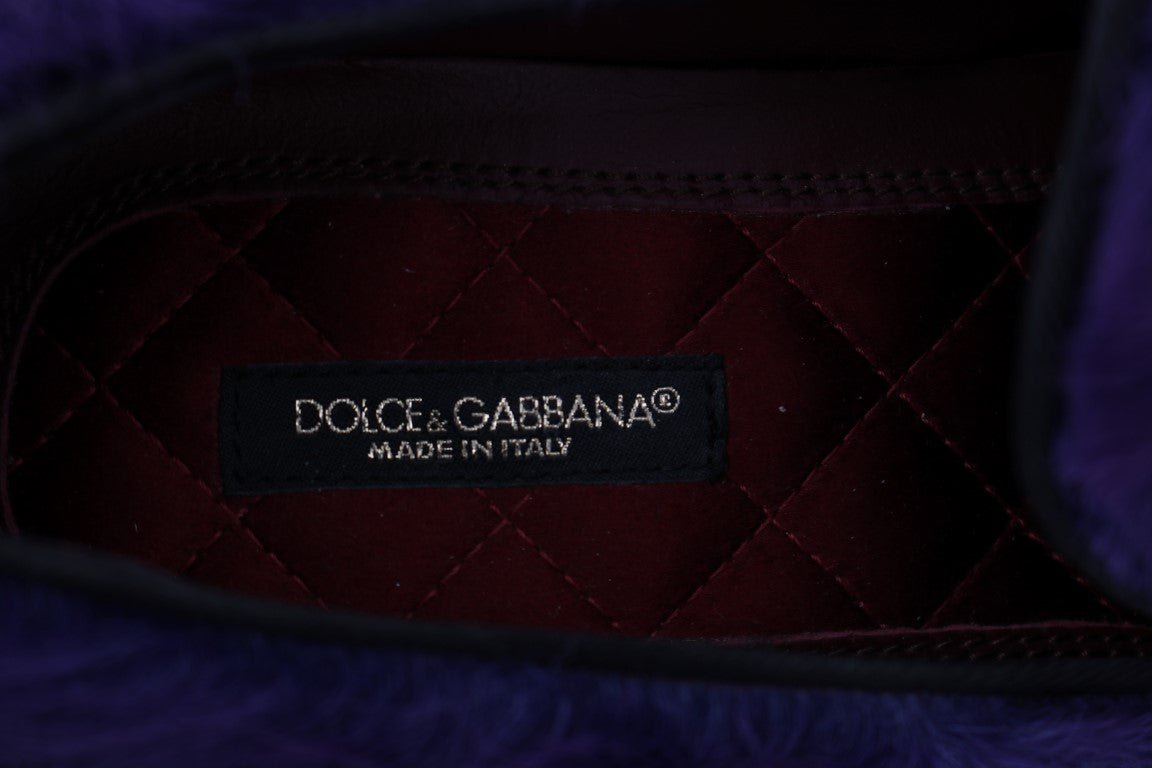 Dolce & Gabbana Plush Purple Sheep Fur Loafers - Sandy Store ByNet