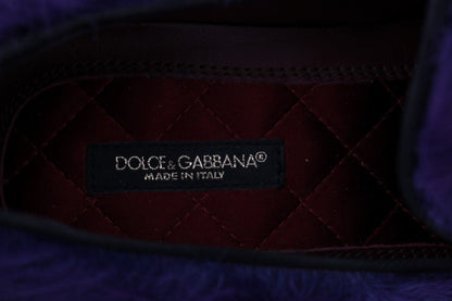 Dolce & Gabbana Plush Purple Sheep Fur Loafers - Sandy Store ByNet