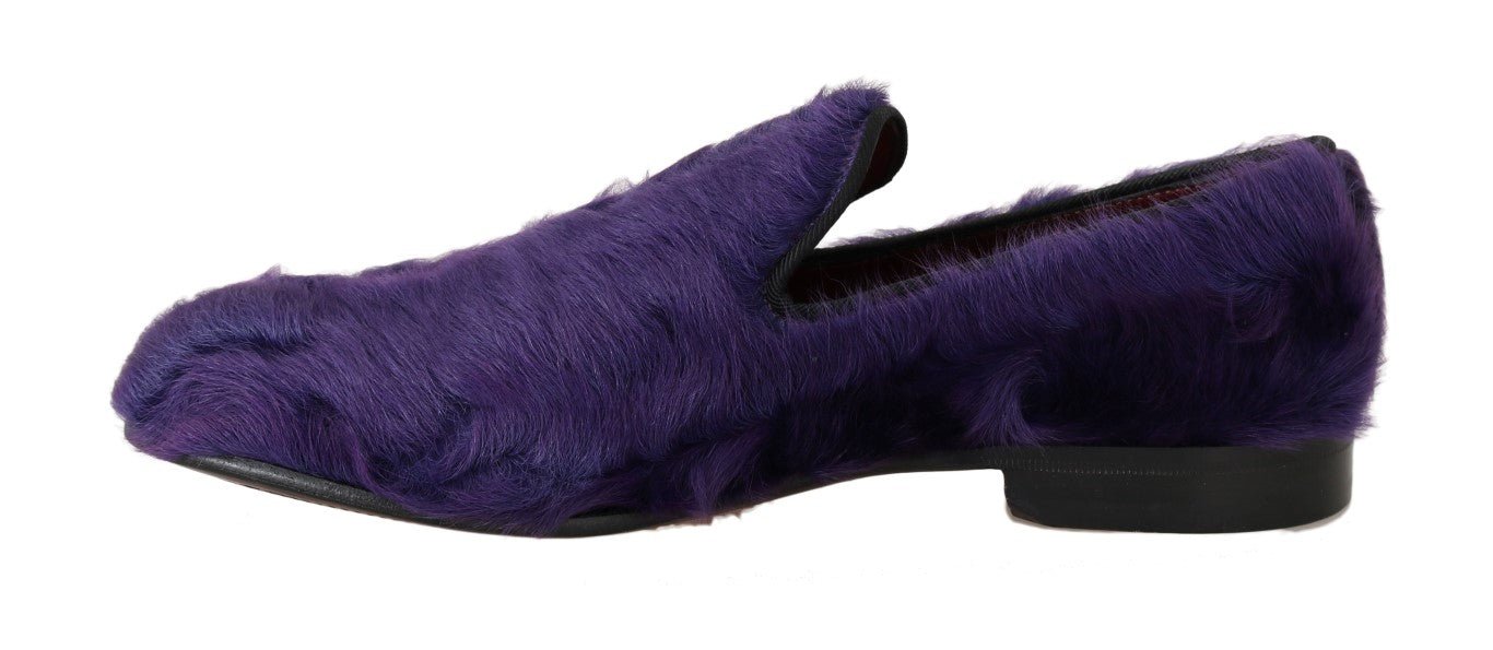 Dolce & Gabbana Plush Purple Sheep Fur Loafers - Sandy Store ByNet