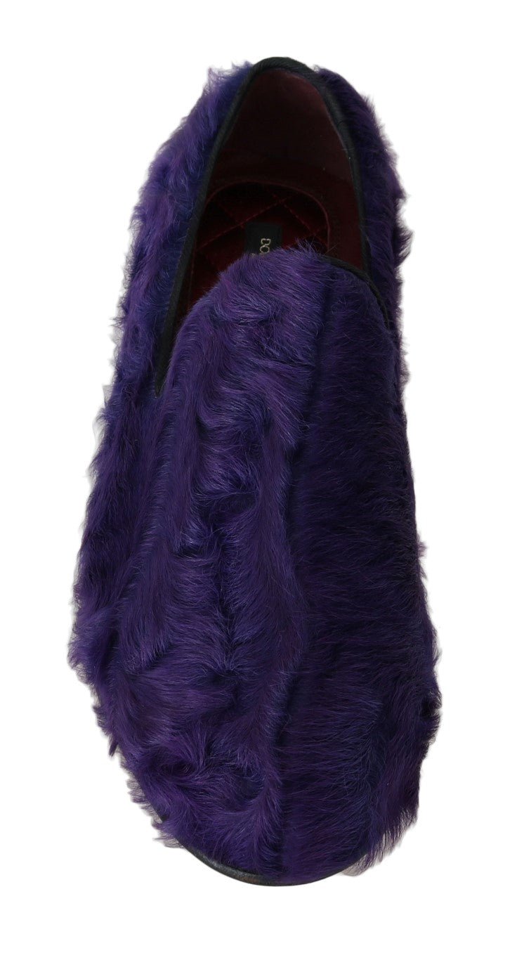 Dolce & Gabbana Plush Purple Sheep Fur Loafers - Sandy Store ByNet