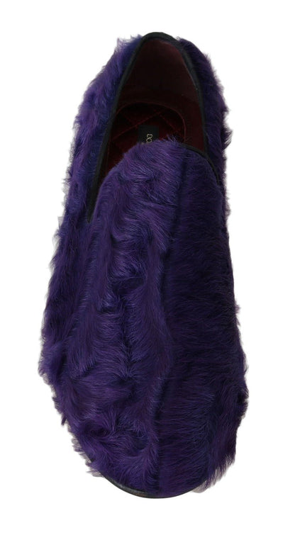 Dolce & Gabbana Plush Purple Sheep Fur Loafers - Sandy Store ByNet