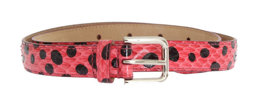 Dolce & Gabbana Polka Dot Snakeskin Belt with Silver Buckle - Sandy Store ByNet