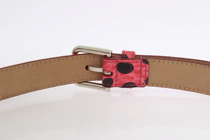 Dolce & Gabbana Polka Dot Snakeskin Belt with Silver Buckle - Sandy Store ByNet