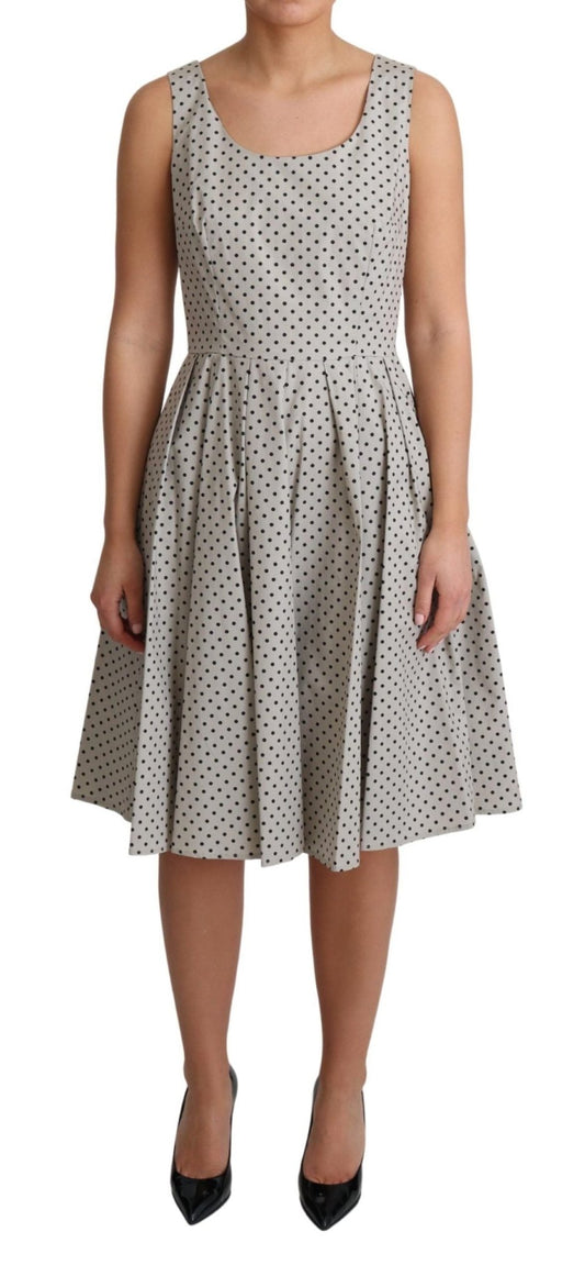 Dolce & Gabbana Polka - Dotted Beige Sleeveless A - line Dress - Sandy Store ByNet