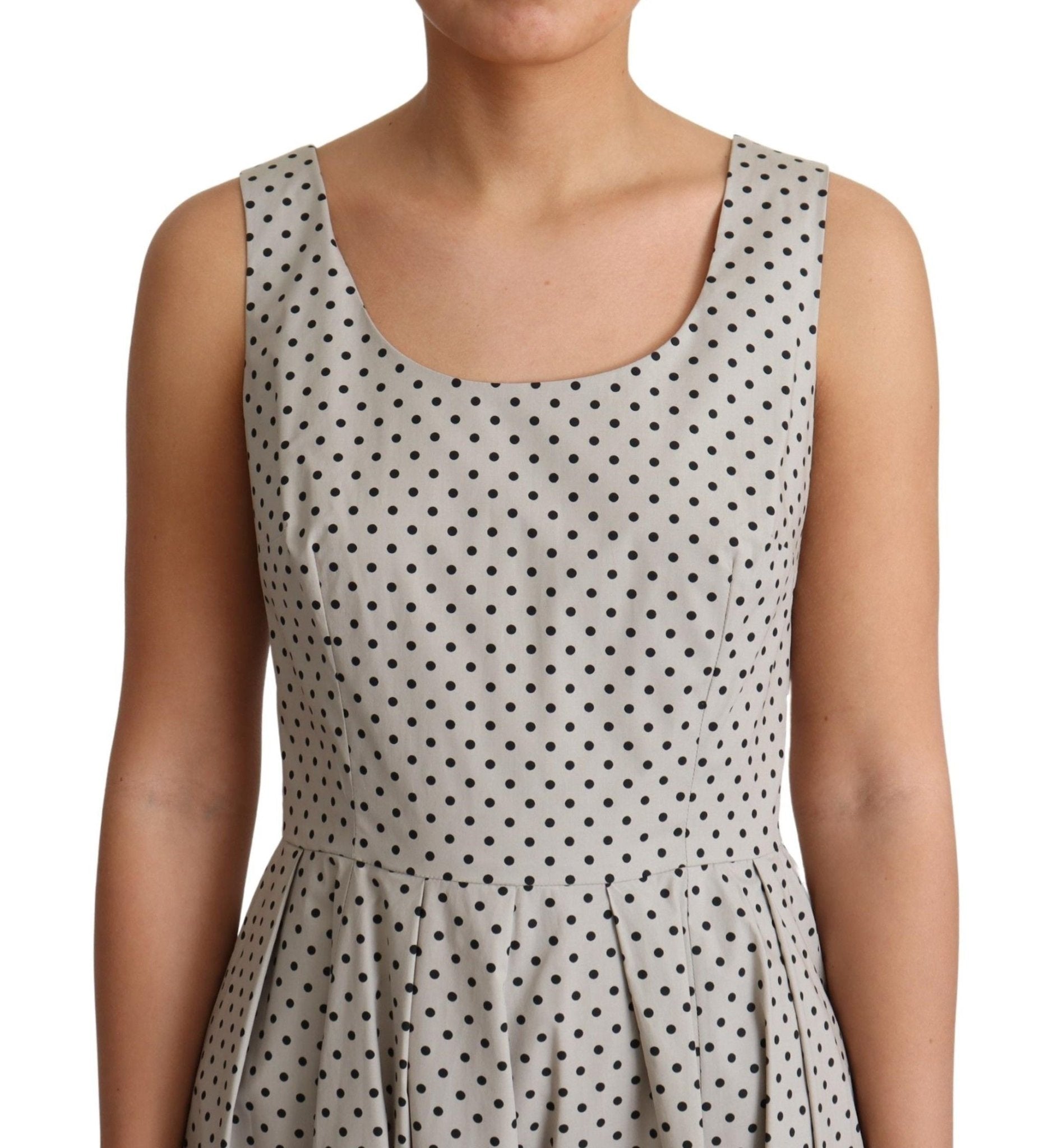 Dolce & Gabbana Polka - Dotted Beige Sleeveless A - line Dress - Sandy Store ByNet
