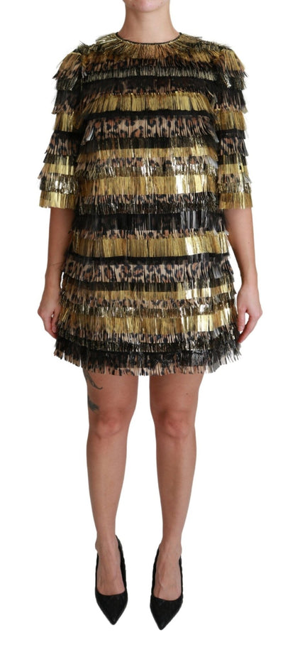 Dolce & Gabbana Polyester Black Gold Leopard Shift Mini Dress – IT40|S par Dolce & Gabbana | Disponible sur Sandy Store ByNet