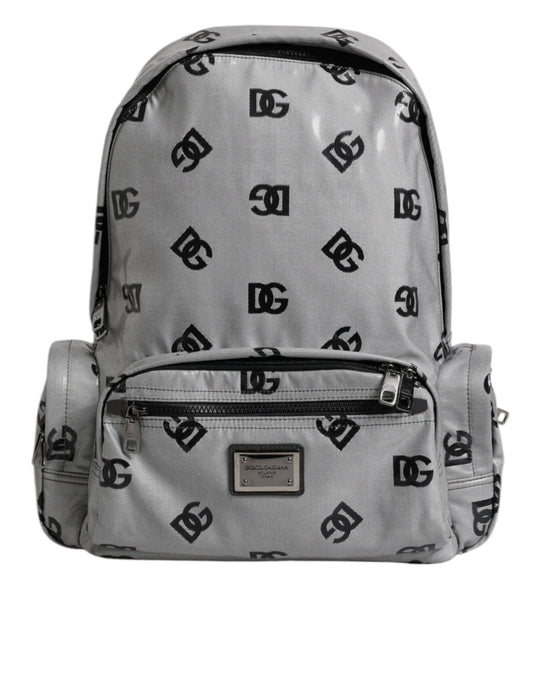 Dolce & Gabbana Polyester Gray Black DG Logo Plaque Backpack Bag - Sandy Store ByNet
