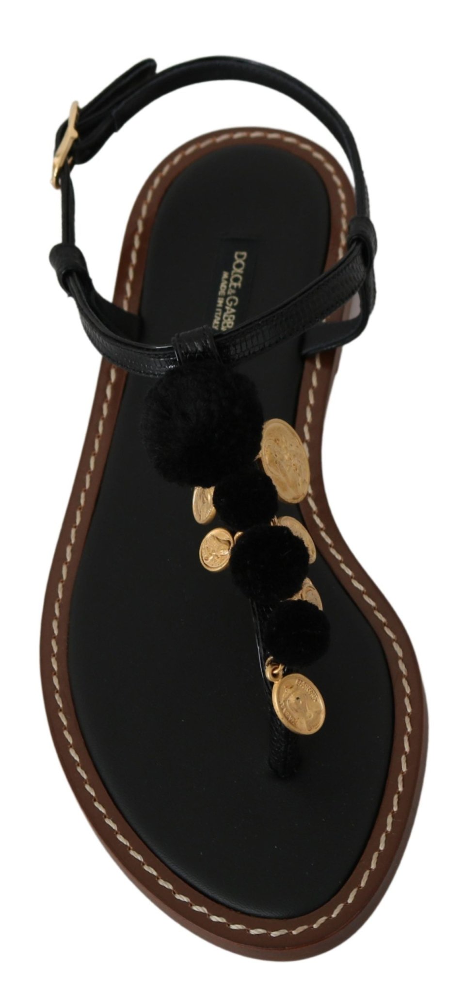 Dolce & Gabbana Pom Pom Flip Flop Ankle Strap Flats - Sandy Store ByNet