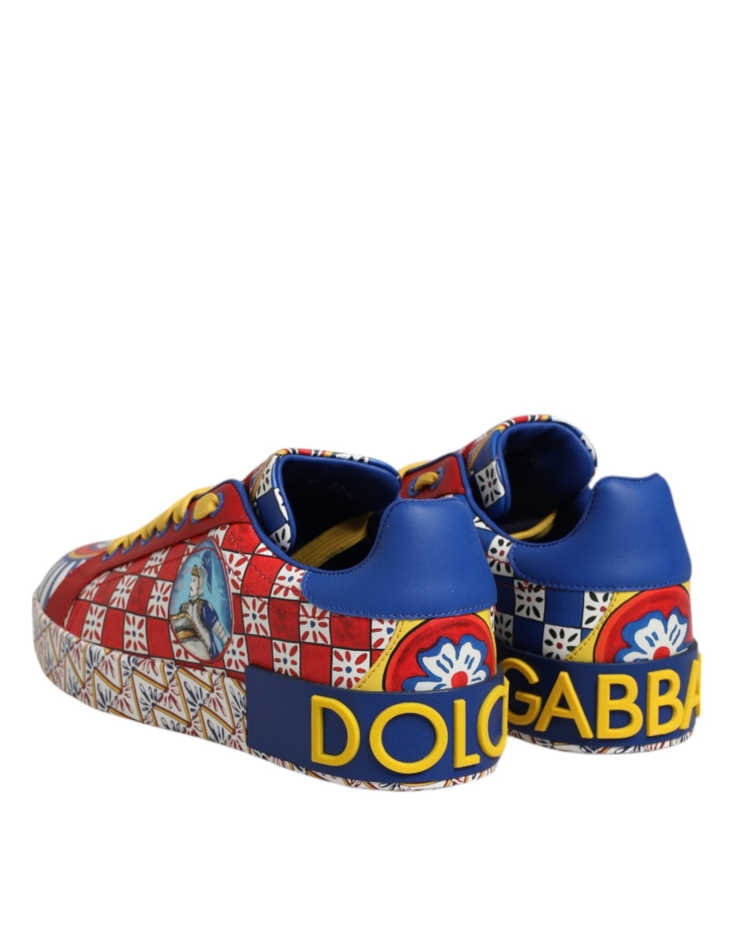 Dolce & Gabbana Portofino Carretto Printed Leather Sneakers Shoes – EU35.5/US5 par Dolce & Gabbana | Disponible sur Sandy Store ByNet