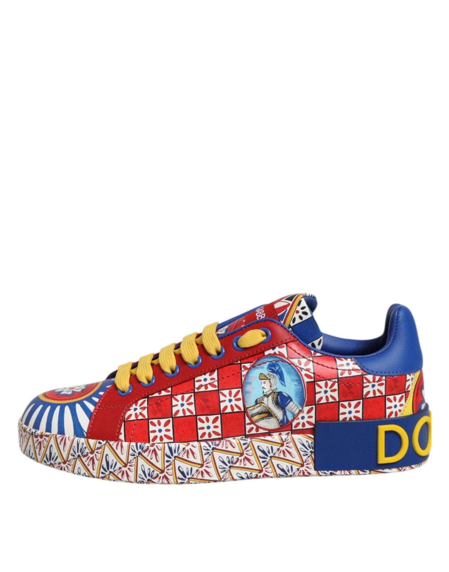 Dolce & Gabbana Portofino Carretto Printed Leather Sneakers Shoes – EU35.5/US5 par Dolce & Gabbana | Disponible sur Sandy Store ByNet