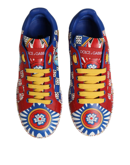 Dolce & Gabbana Portofino Carretto Printed Leather Sneakers Shoes – EU35.5/US5 par Dolce & Gabbana | Disponible sur Sandy Store ByNet