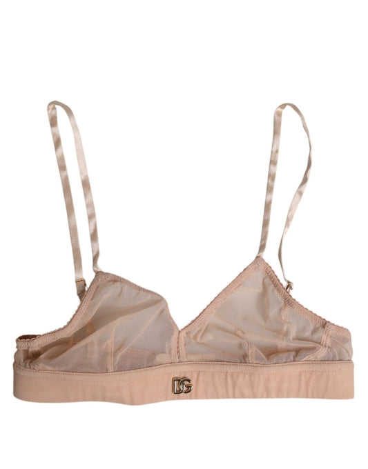 Dolce & Gabbana Powder Pink Nylon DG Logo Non Wire Bra Underwear – IT5 | XL par Dolce & Gabbana | Disponible sur Sandy Store ByNet