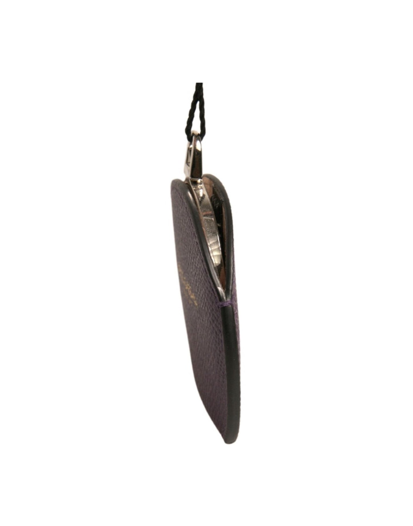 Dolce & Gabbana Purple Calfskin Leather Round Logo Hand Mirror Holder - Sandy Store ByNet