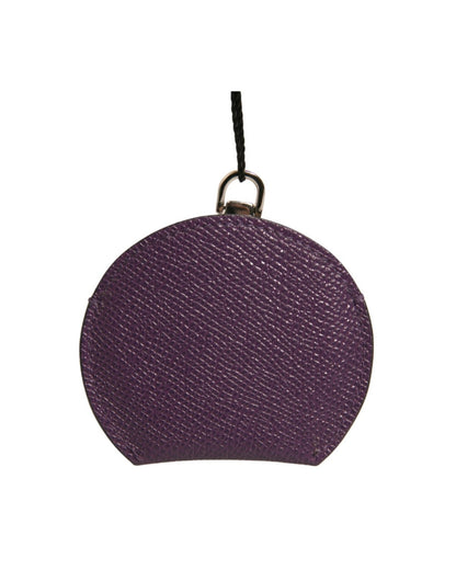 Dolce & Gabbana Purple Calfskin Leather Round Logo Hand Mirror Holder - Sandy Store ByNet