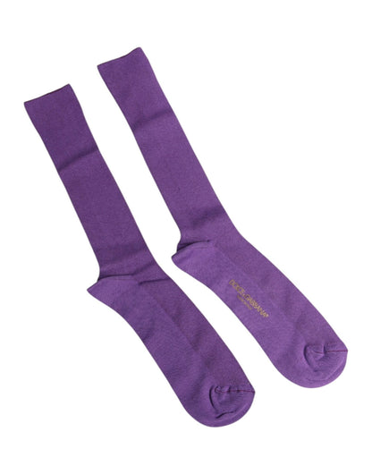 Dolce & Gabbana Purple Cotton Logo Over The Calf Socks – L par Dolce & Gabbana | Disponible sur Sandy Store ByNet