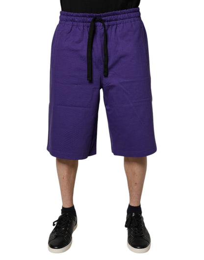 Dolce & Gabbana Purple Cotton Men Bermuda Sweatshorts Shorts - Sandy Store ByNet