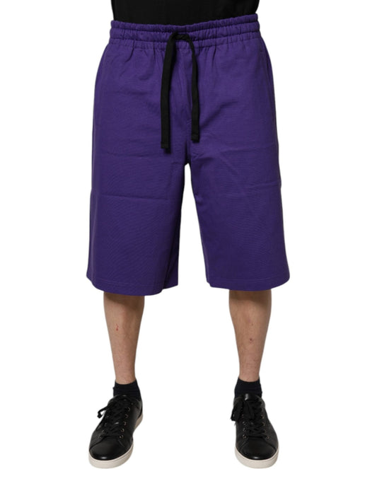 Dolce & Gabbana Purple Cotton Men Bermuda Sweatshorts Shorts - Sandy Store ByNet