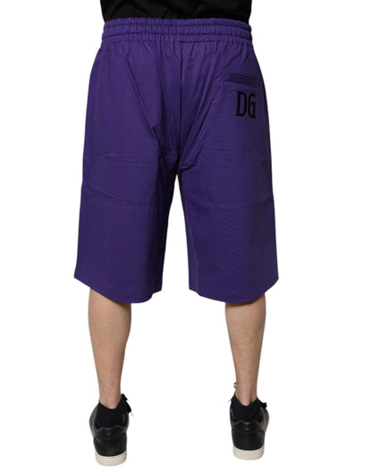 Dolce & Gabbana Purple Cotton Men Bermuda Sweatshorts Shorts - Sandy Store ByNet