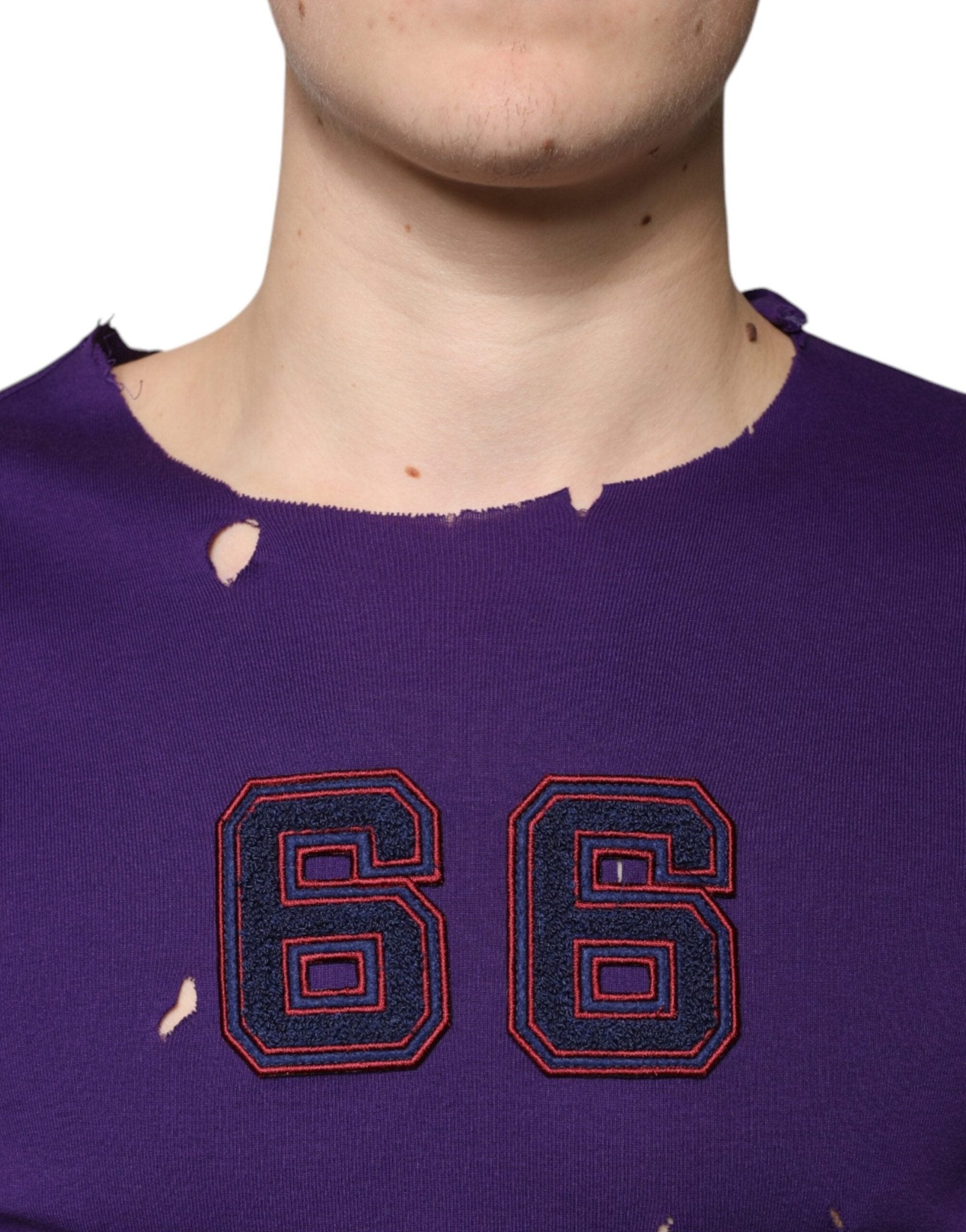 Dolce & Gabbana Purple Cotton Round Neck Pullover Men Sweater - Sandy Store ByNet