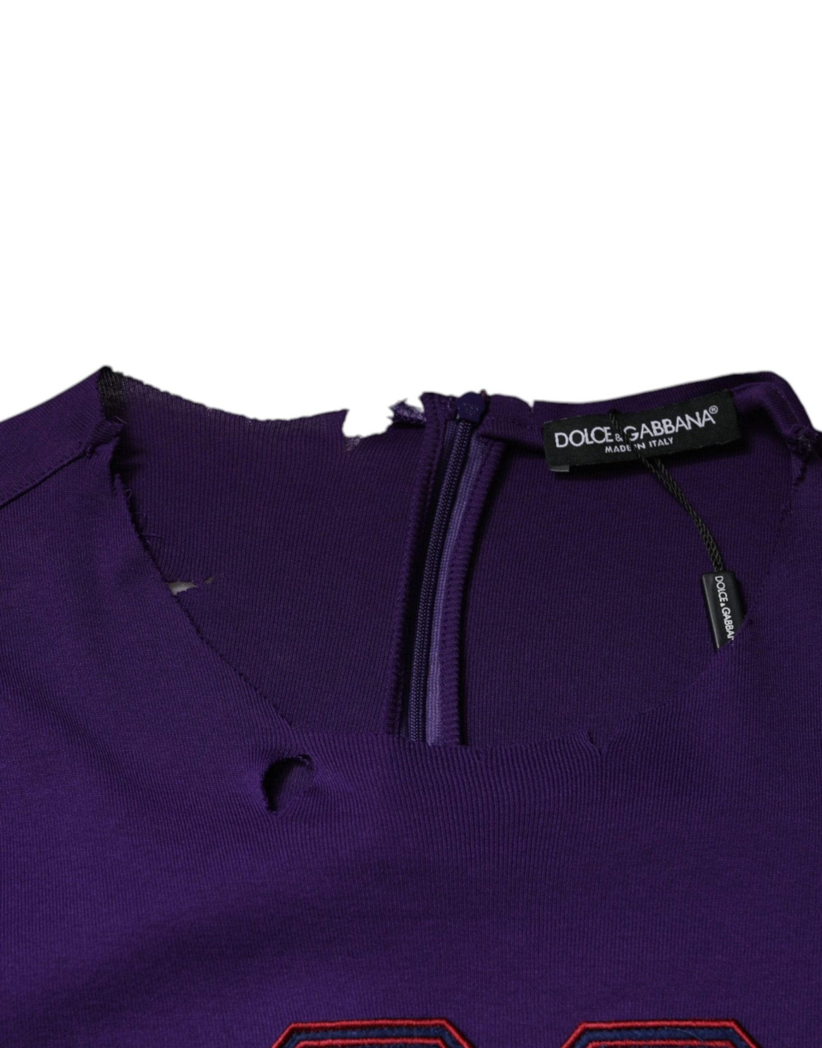 Dolce & Gabbana Purple Cotton Round Neck Pullover Men Sweater - Sandy Store ByNet