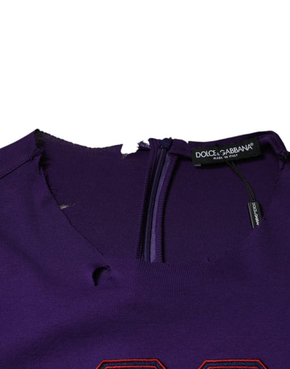 Dolce & Gabbana Purple Cotton Round Neck Pullover Men Sweater - Sandy Store ByNet