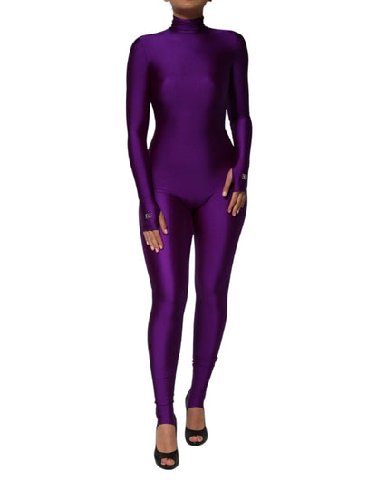 Dolce & Gabbana Purple Nylon Turtleneck Bodycon Jumpsuit Dress – IT40|S par Dolce & Gabbana | Disponible sur Sandy Store ByNet