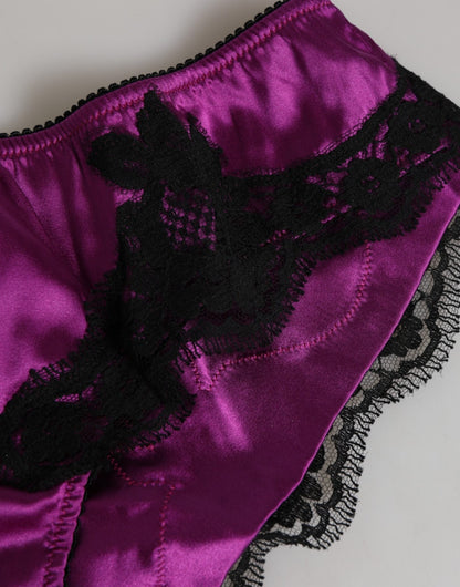 Dolce & Gabbana Purple Silk Satin Floral Lace Panty Brief Underwear – IT3 | M par Dolce & Gabbana | Disponible sur Sandy Store ByNet