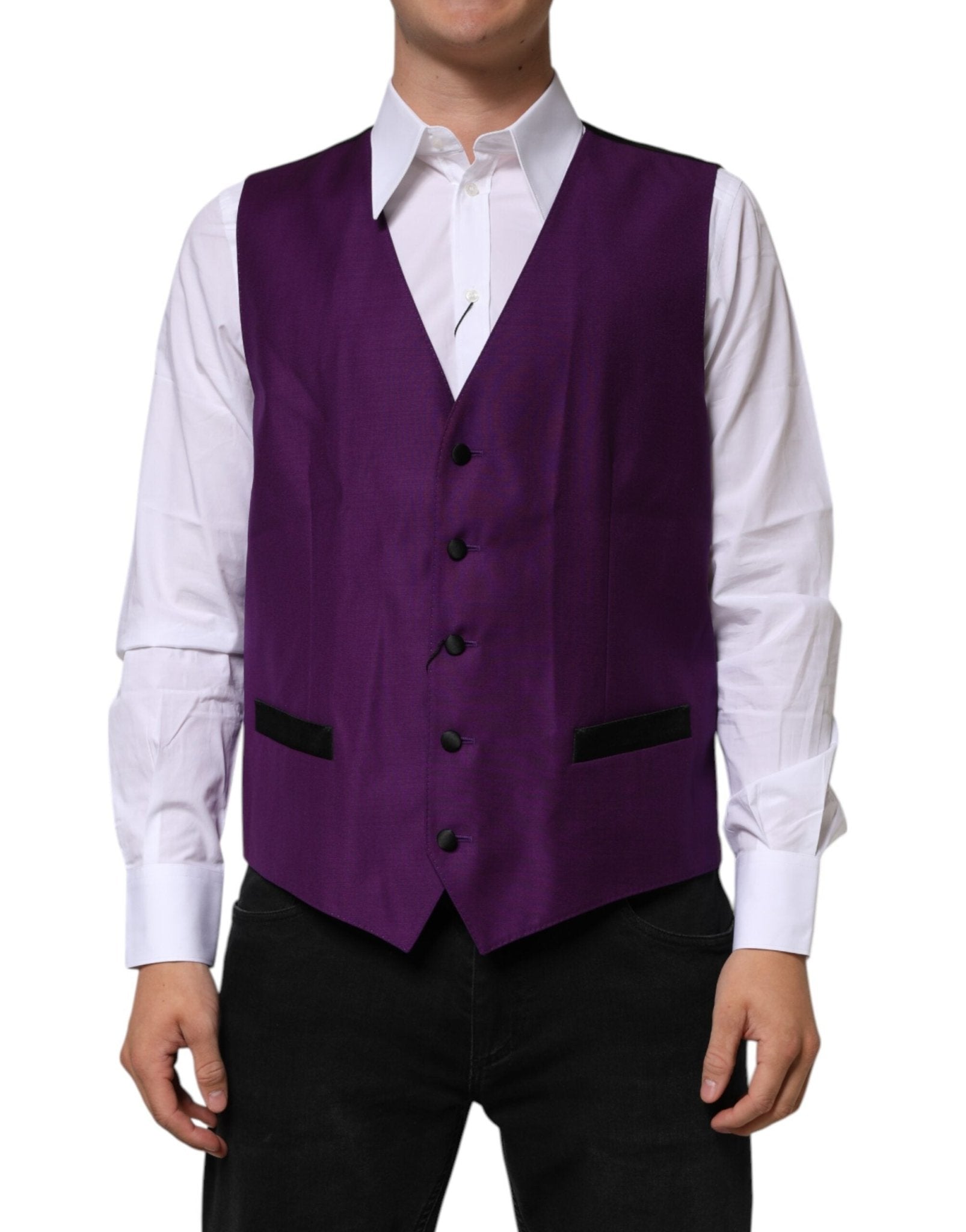Dolce & Gabbana Purple Wool Dress Formal Waistcoat Vest – IT54 | XL par Dolce & Gabbana | Disponible sur Sandy Store ByNet