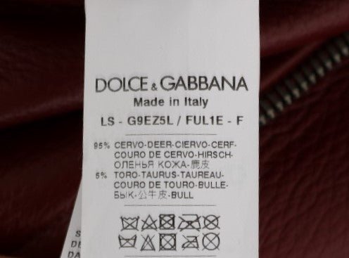 Dolce & Gabbana Radiant Red Leather Biker Motorcycle Jacket - Sandy Store ByNet