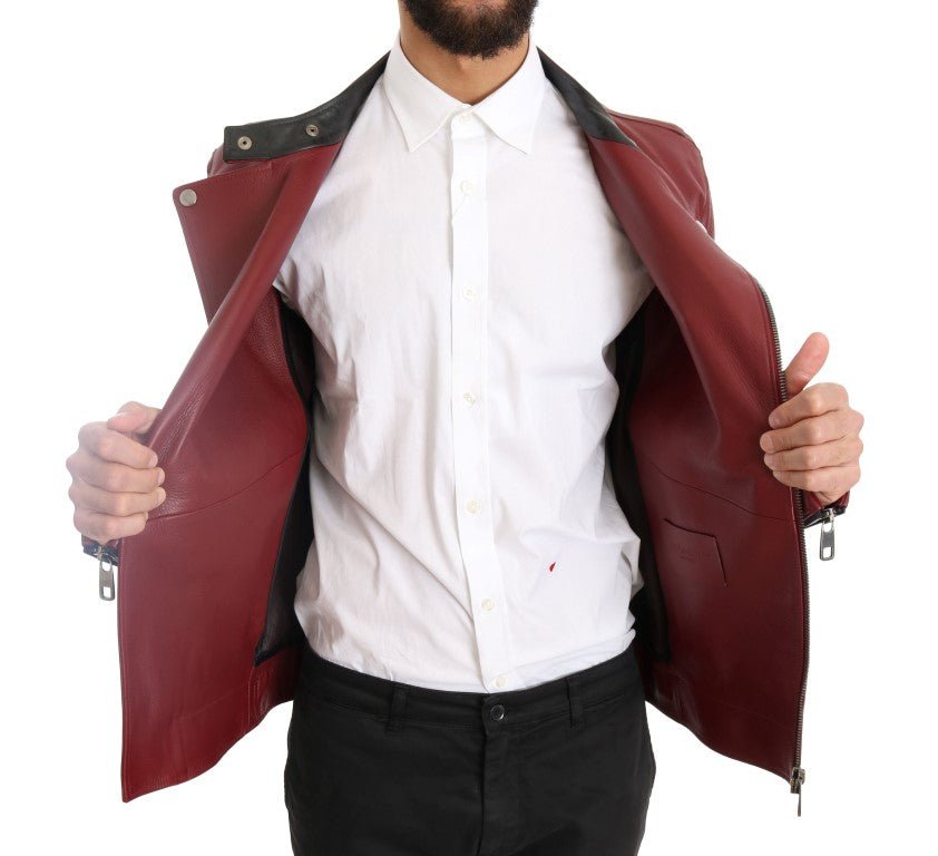 Dolce & Gabbana Radiant Red Leather Biker Motorcycle Jacket - Sandy Store ByNet