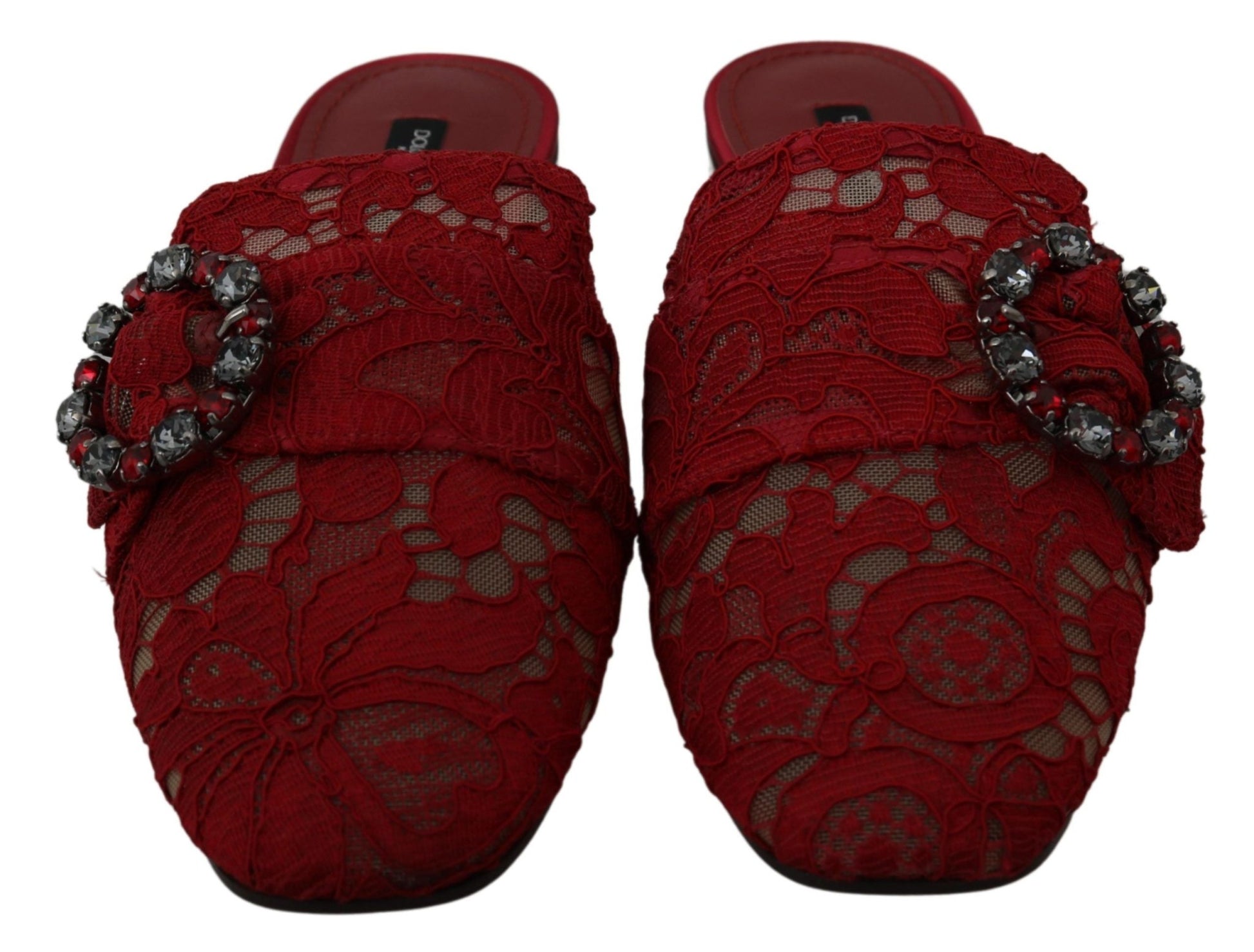 Dolce & Gabbana Radiant Red Slide Flats with Crystal Embellishments - Sandy Store ByNet
