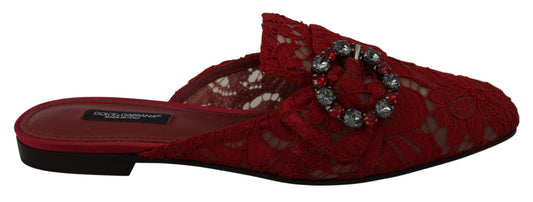 Dolce & Gabbana Radiant Red Slide Flats with Crystal Embellishments - Sandy Store ByNet