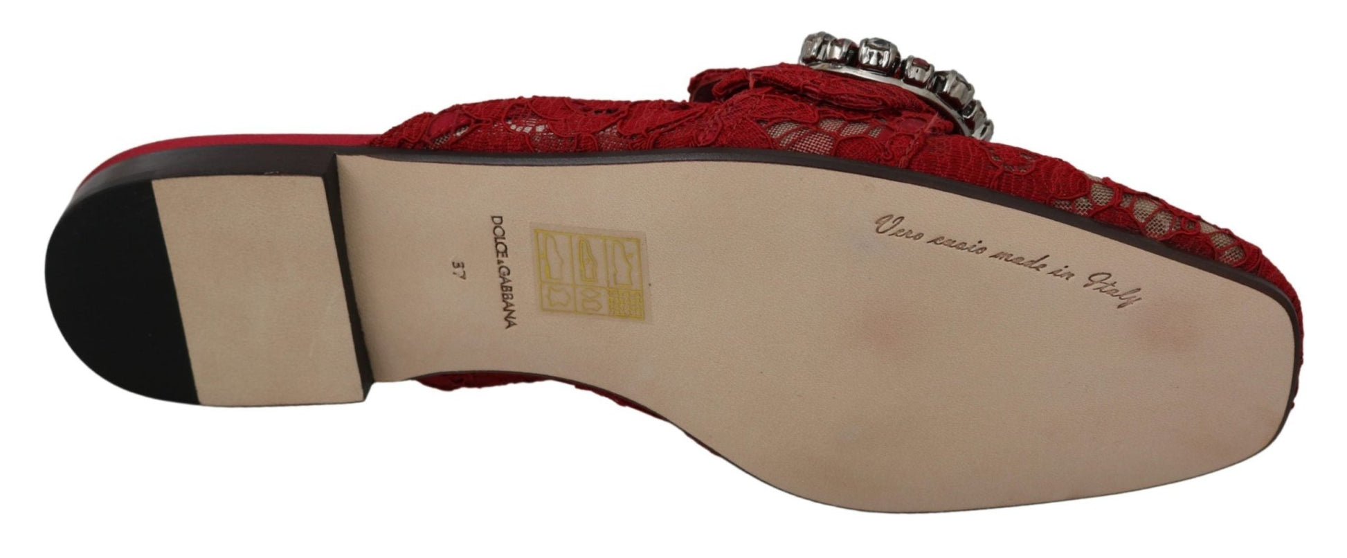 Dolce & Gabbana Radiant Red Slide Flats with Crystal Embellishments - Sandy Store ByNet