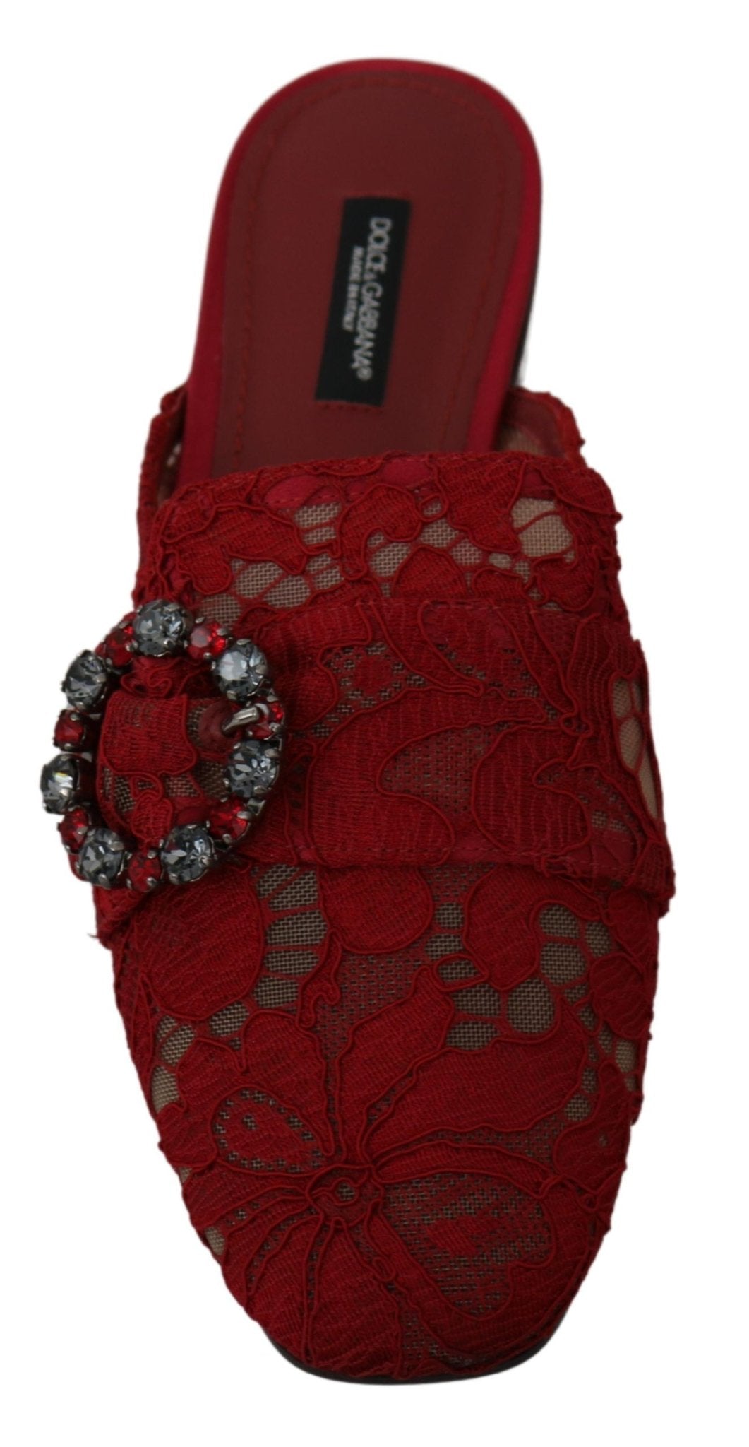 Dolce & Gabbana Radiant Red Slide Flats with Crystal Embellishments - Sandy Store ByNet