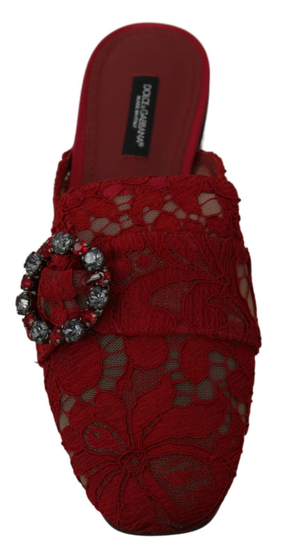 Dolce & Gabbana Radiant Red Slide Flats with Crystal Embellishments - Sandy Store ByNet