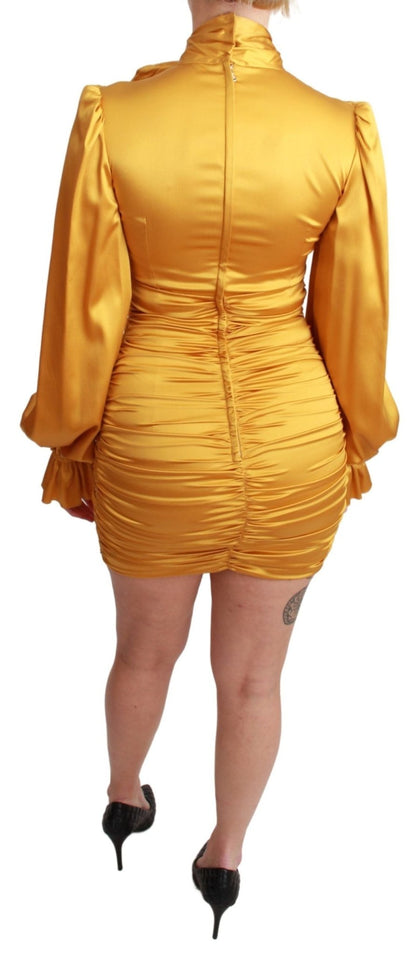 Dolce & Gabbana Radiant Yellow Silk Bodycon Mini Dress - Sandy Store ByNet