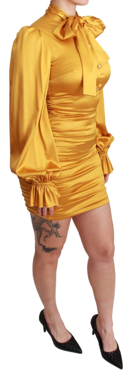 Dolce & Gabbana Radiant Yellow Silk Bodycon Mini Dress - Sandy Store ByNet