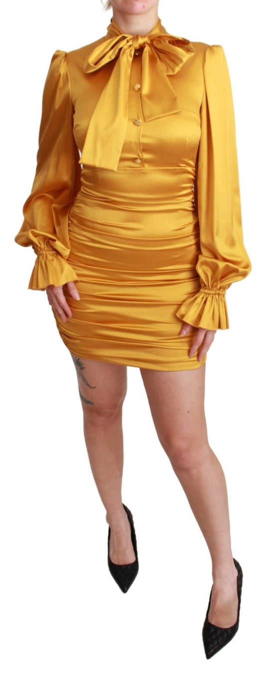 Dolce & Gabbana Radiant Yellow Silk Bodycon Mini Dress - Sandy Store ByNet