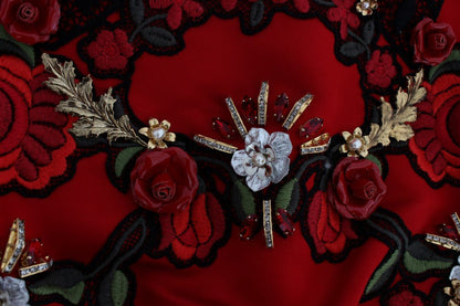 Dolce & Gabbana Ravishing Red Silk Embroidered Shorts - Sandy Store ByNet