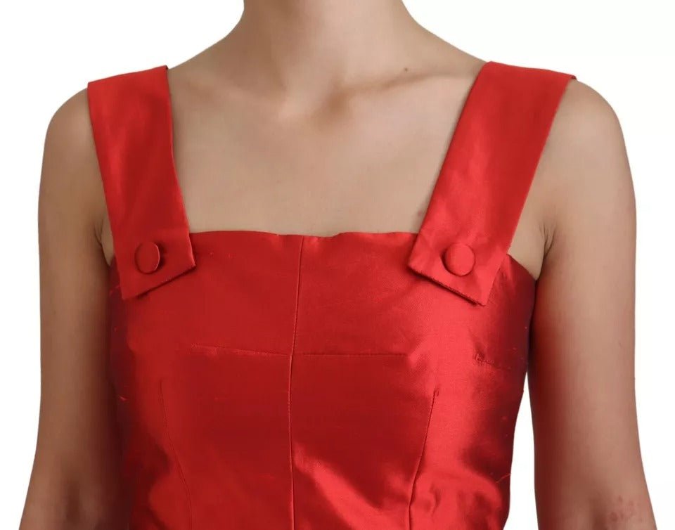 Dolce & Gabbana Red A - line Pleated Midi Satin Silk Dress - Sandy Store ByNet
