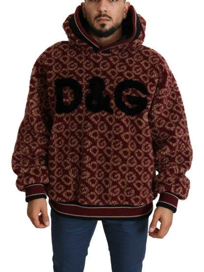 Dolce & Gabbana Red Beige Wool Oversize Hooded Pullover Sweater - Sandy Store ByNet