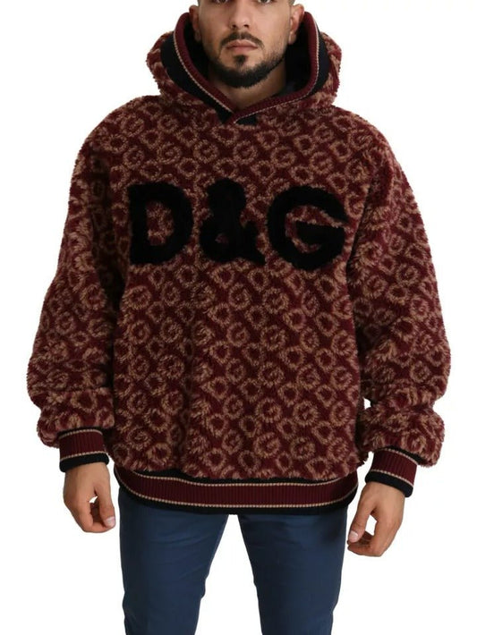 Dolce & Gabbana Red Beige Wool Oversize Hooded Pullover Sweater - Sandy Store ByNet