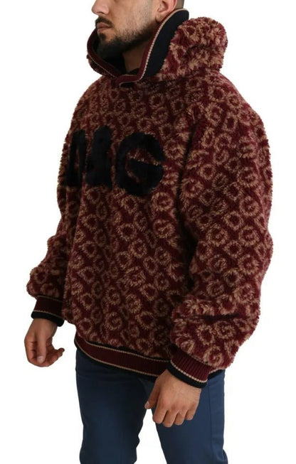 Dolce & Gabbana Red Beige Wool Oversize Hooded Pullover Sweater - Sandy Store ByNet