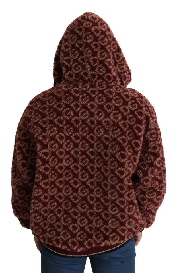Dolce & Gabbana Red Beige Wool Oversize Hooded Pullover Sweater - Sandy Store ByNet