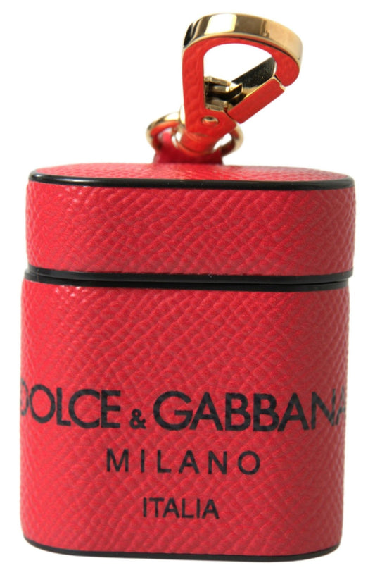 Dolce & Gabbana Red Black Calf Leather Logo Print Strap Airpods Case – par Dolce & Gabbana | Disponible sur Sandy Store ByNet