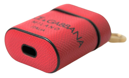 Dolce & Gabbana Red Black Calf Leather Logo Print Strap Airpods Case – par Dolce & Gabbana | Disponible sur Sandy Store ByNet