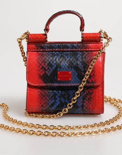 Dolce & Gabbana Red Blue Leather Sicily Crossbody Chain SatchelBorse Bag – par Dolce & Gabbana | Disponible sur Sandy Store ByNet